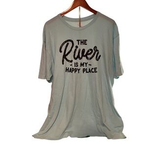 TulteX XXL T-Shirt The River Is My Happy Place Graphic Blue Top